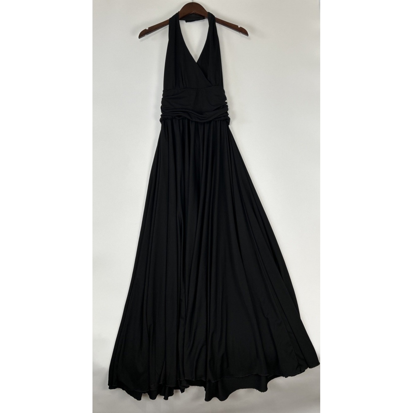 Vintage Rivar's Womens Babydoll Halter Maxi Dress Size 7/8 Black Whimsygoth Y2k
